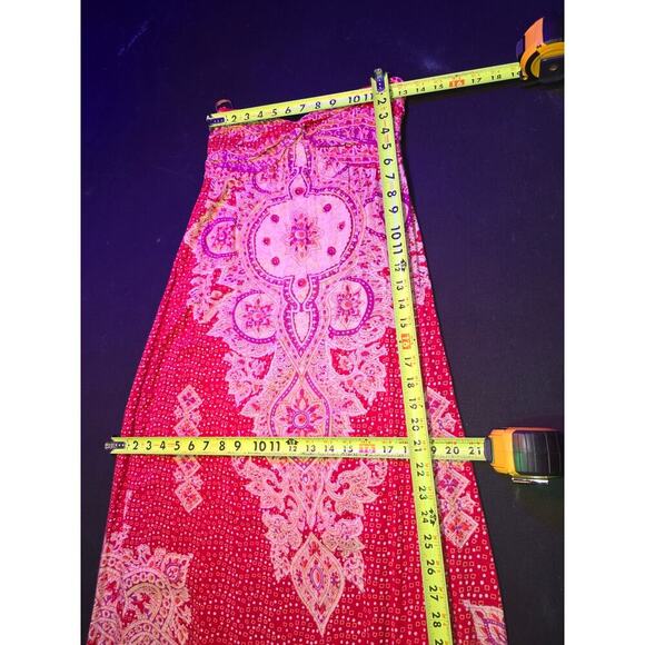 Angle Women's Red Floral 100% Rayon Off The Shoulder Long Maxi Dress Size M - Picture 12 of 12